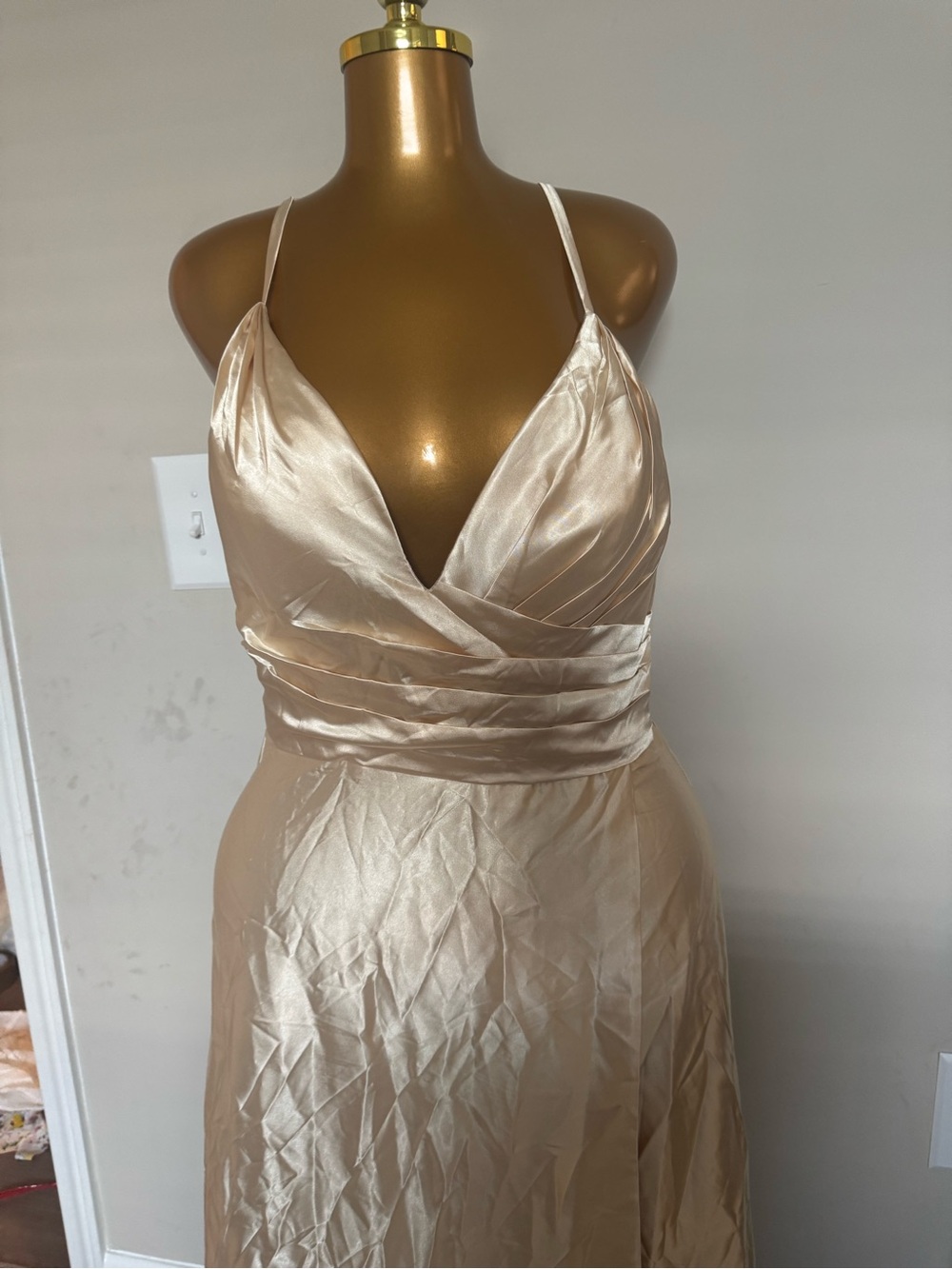 Another Love Champagne Strapless Satin Evening Dress